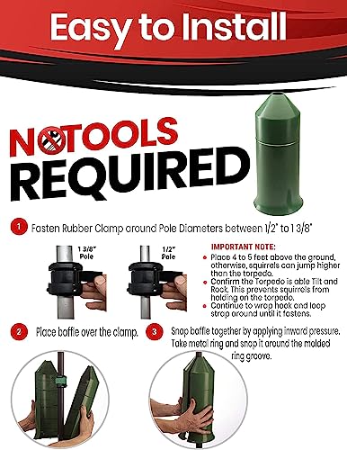 18" Squirrel Baffle for Bird Feeder Poles, Wrap Around Pole Mount, No Tool Install X5357