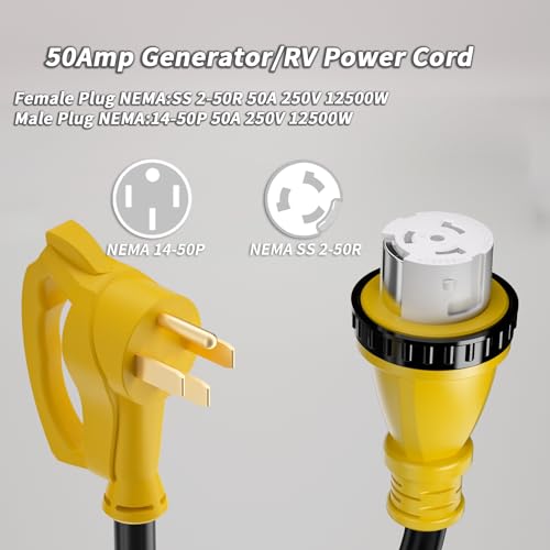 50 Amp Generator Cord 10FT Twist Lock 4 Prong NEMA 14-50P to SS2-50R I35219
