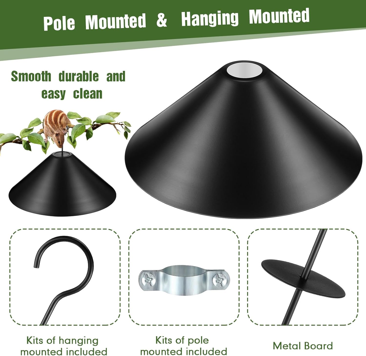 Metal Squirrel Baffle for Bird Feeder Pole, 12 Inch I688