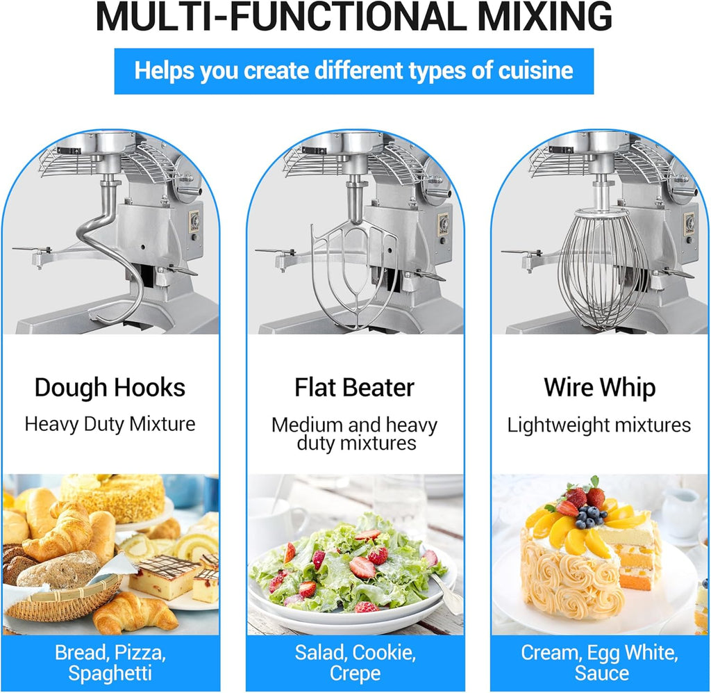 20Qt 1100W Commercial Food Mixer with Stainless Steel Bowl A9106