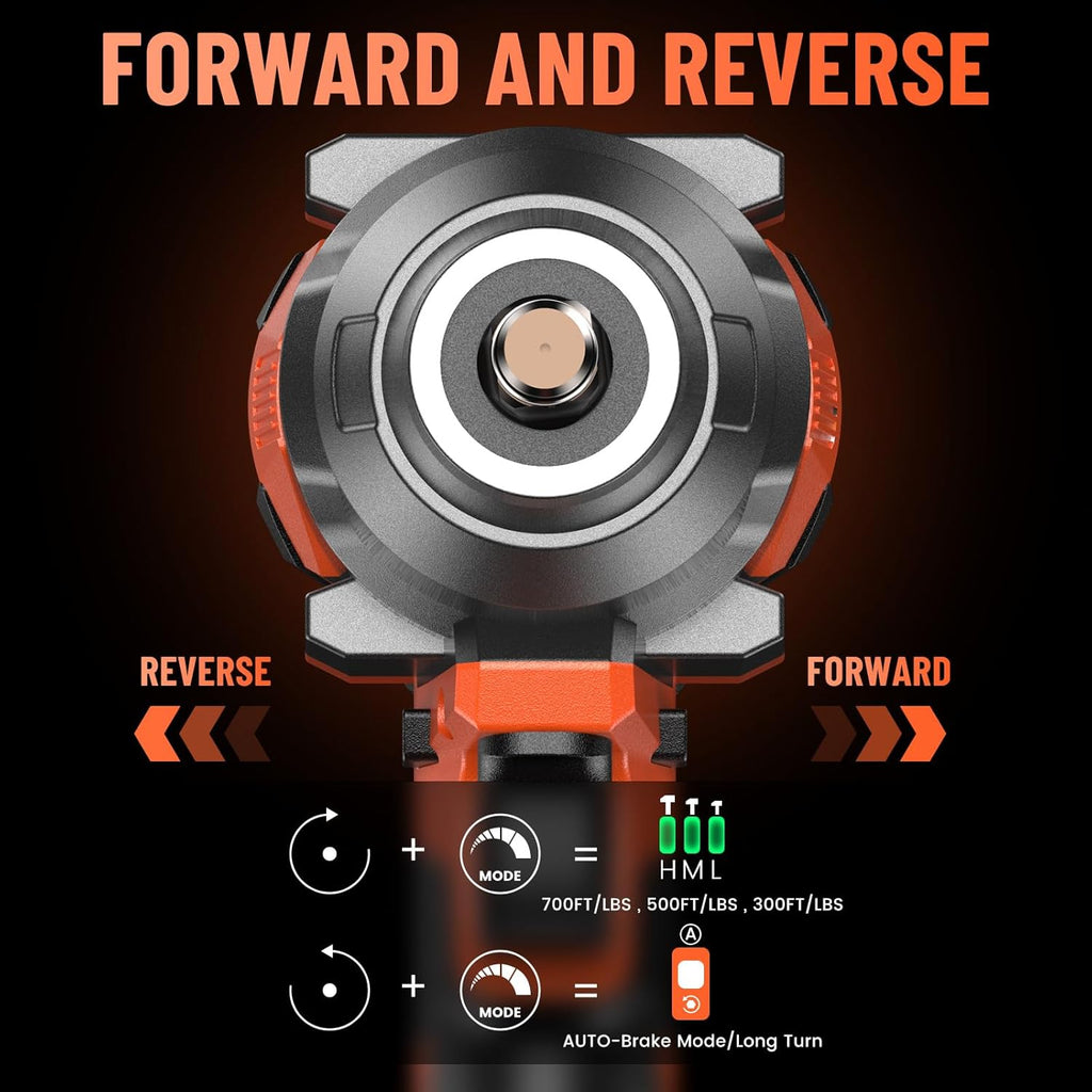 Cordless Impact Wrench 1/2-In High Torque 700Ft-lbs with 2 Batteries U6123