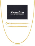 Momlovu Solid 18k Gold Over 925 Sterling Silver Chain Necklace for Women, 1.1mm Cable Chain Hypoallergenic Replacement Necklace, Sturdy&Shiny Women's Chain Necklaces 14/16/17/18/20/22/24 Inch