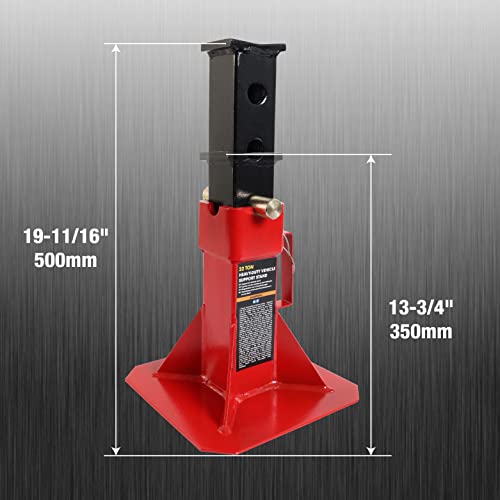 Heavy Duty Pin Style Adjustable Height Jack Stands, 12 Ton Capacity, Red, 1 Pair Q15958