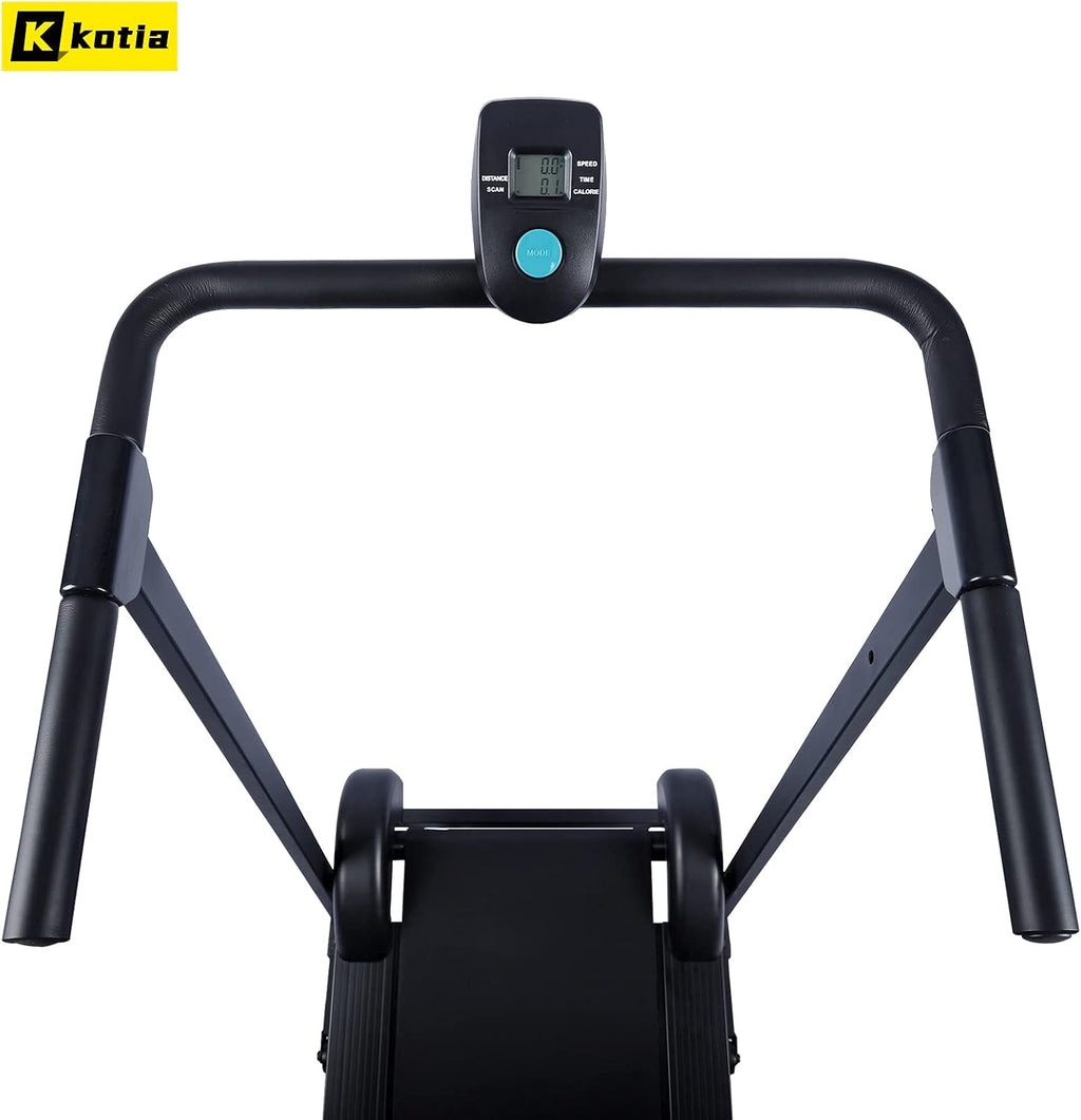 Foldable Manual Treadmill with 10° Incline for Home Walking Running O77579