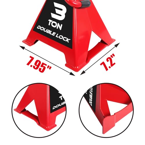 Steel Car Jack Stands 2 Ton Capacity, Red, 1 Pair C69036