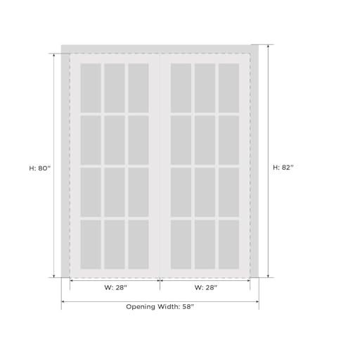Interior Solid French Double Doors 48 x 84 inches Creamy Painted Wood Panel Frame S8116
