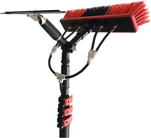 FUYAO Water Fed Telescopic Window Cleaning Pole Kit - Extendable & Solar Panel Safe, with Squeegee Brush - Complete Window Cleaner Tool for Effortless Cleaning!