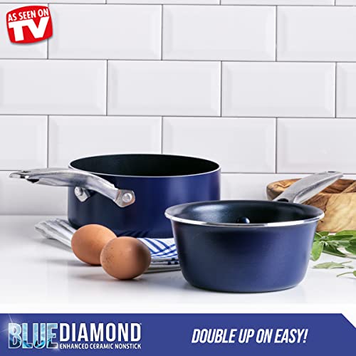 Diamond Infused Ceramic Nonstick Saucepan Pot Set, 1 & 2 Quart, Dishwasher Safe C5368
