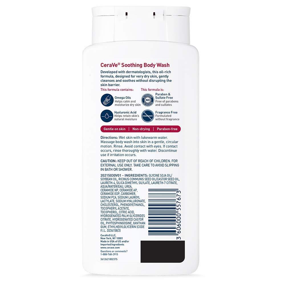 Soothing Body Wash for Dry Skin, Fragrance Free, 10 oz, Pack of 2 K184031