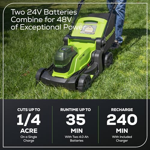 17" Brushless Cordless Push Lawn Mower with Batteries and Charger U7892