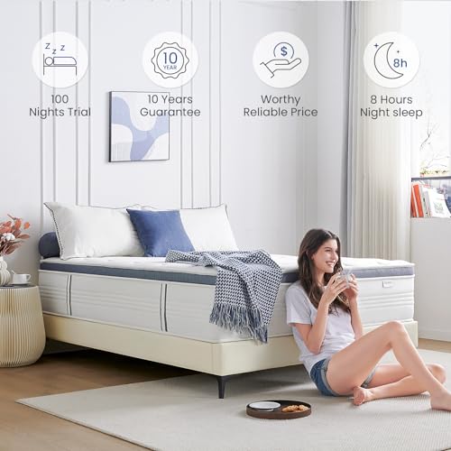 Queen Size 14 Inch Gel Memory Foam Mattress in a Box with Pocketed Springs A3876