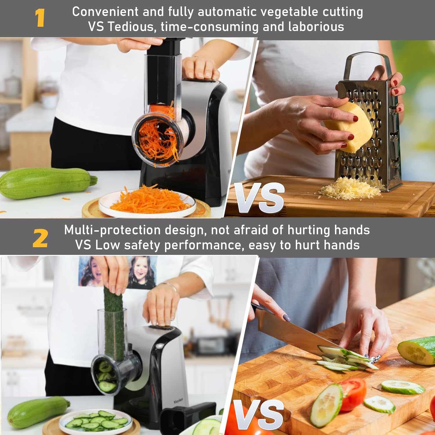 Electric Cheese Grater 5 in 1 Vegetable Slicer 150W One-Touch Control F8074