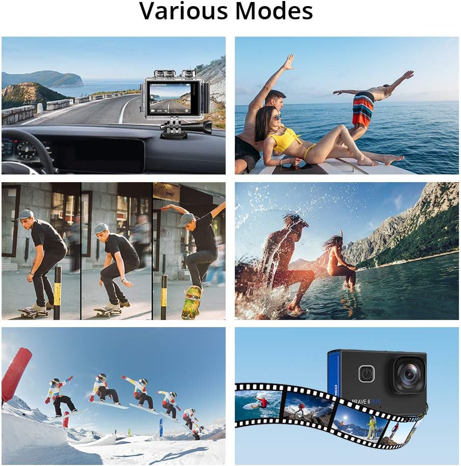 4K30FPS 20MP WiFi Action Camera with Touch Screen EIS 4X Zoom and Underwater Capability Y5045