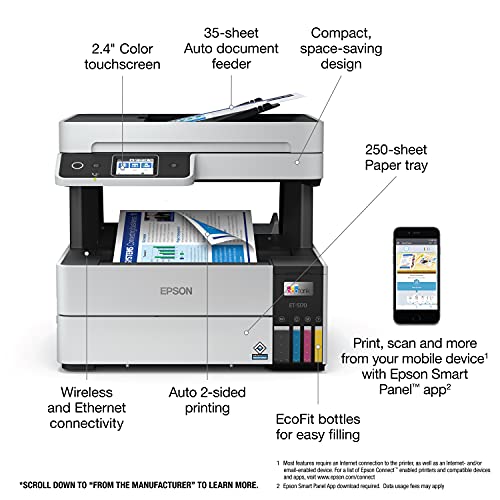 Wireless Color All-in-One Supertank Printer with Scanner, Copier, Fax and Auto Document Feeder B4971