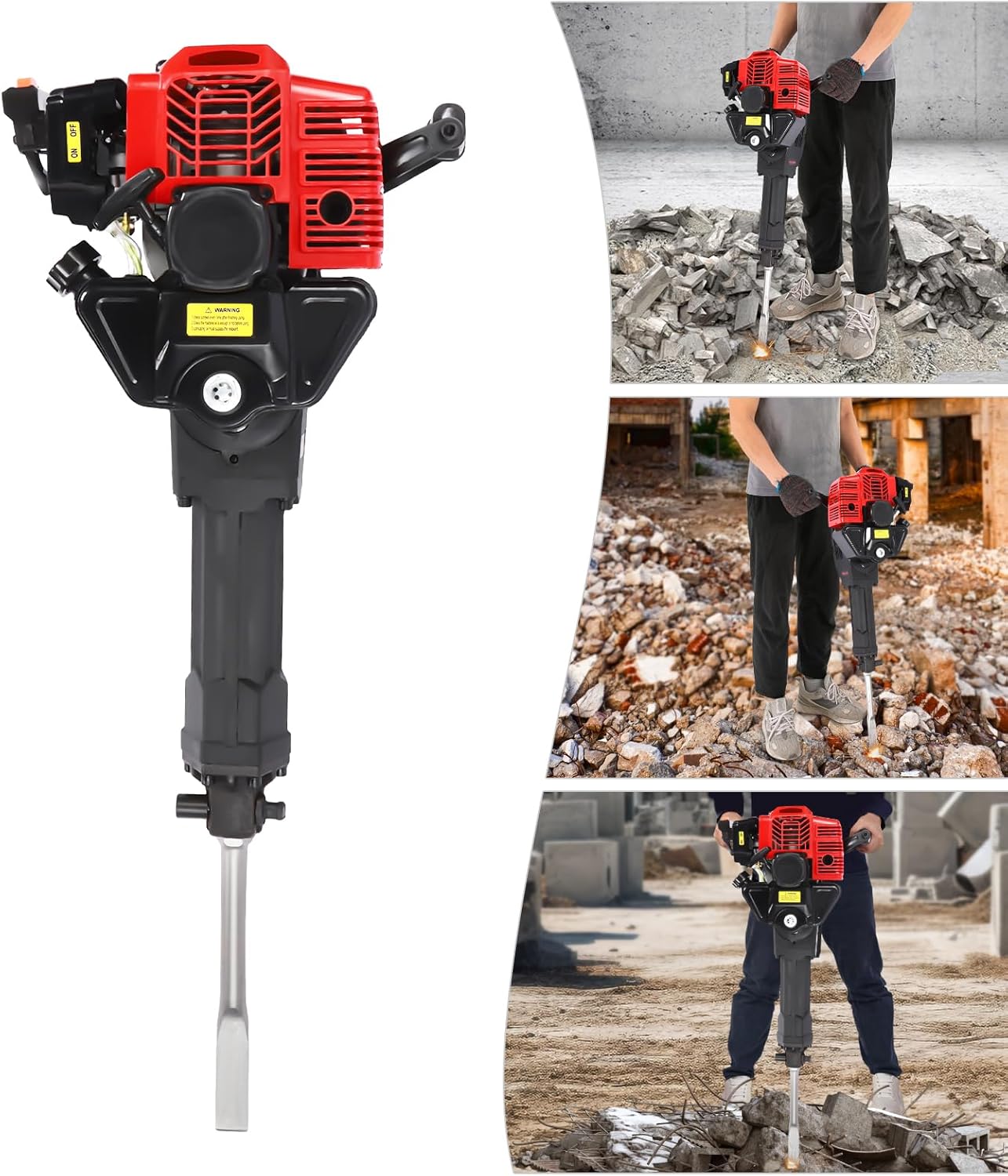 Gas Powered Jack Hammer Concrete Breaker with 2 Chisels A14381