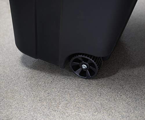 32 Gallon Outdoor Waste Garbage Bin with Attached Lid, Wheeled Trashcan C478