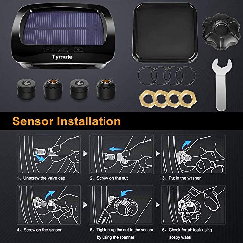 RV Tire Pressure Monitoring System with 4 Sensors, Solar Charge, LCD Display C984049