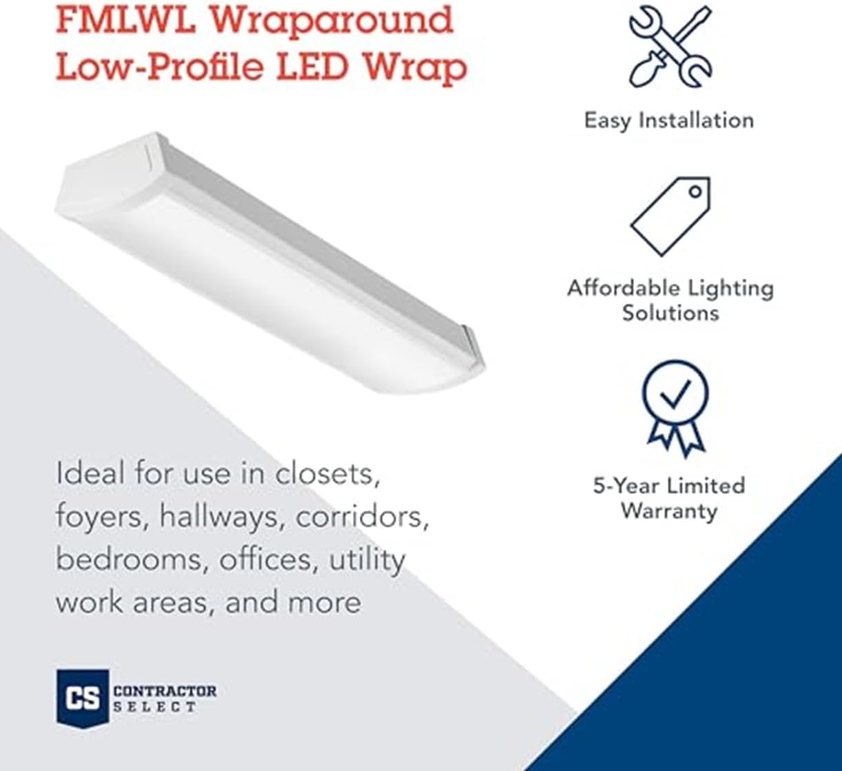 LED Flush Mount Ceiling Light, 4-Foot Linkable Wraparound Fixture Y872474