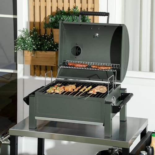 Charcoal BBQ Grill with 235 sq.in. Cooking Area, Tabletop Outdoor Barbecue L2079