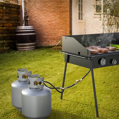 Propane Tank Y Splitter Adapter with Shut Off Valve and Gauge H139767