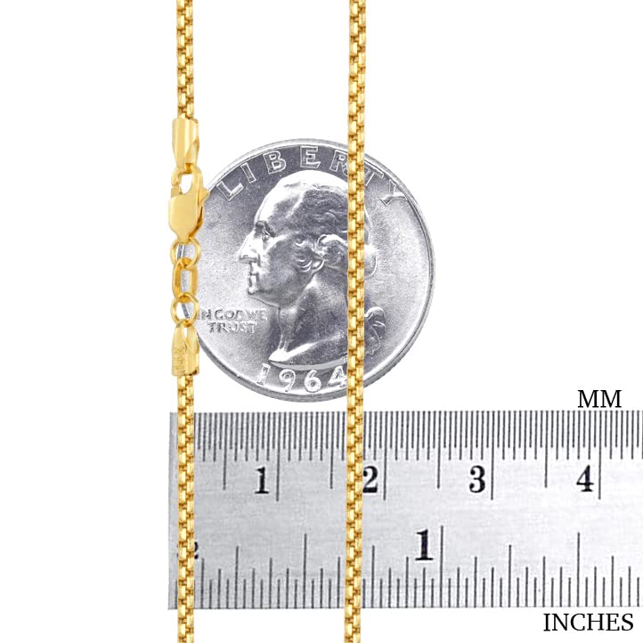 14k Yellow Gold 1.5mm Box Chain Pendant Necklace N8389