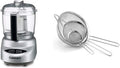 Cuisinart DLC-2ABC Mini Prep Plus Food Processor Brushed Chrome and Nickel & Set of 3 Fine Mesh Stainless Steel Strainers