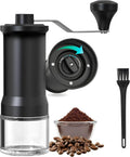 Adjustable Manual Coffee Grinder with Ceramic Burr - Hand Crank Mill for Home, Travel, and Camping - Internal Grind Settings with Cleaning Brush Included (Black)