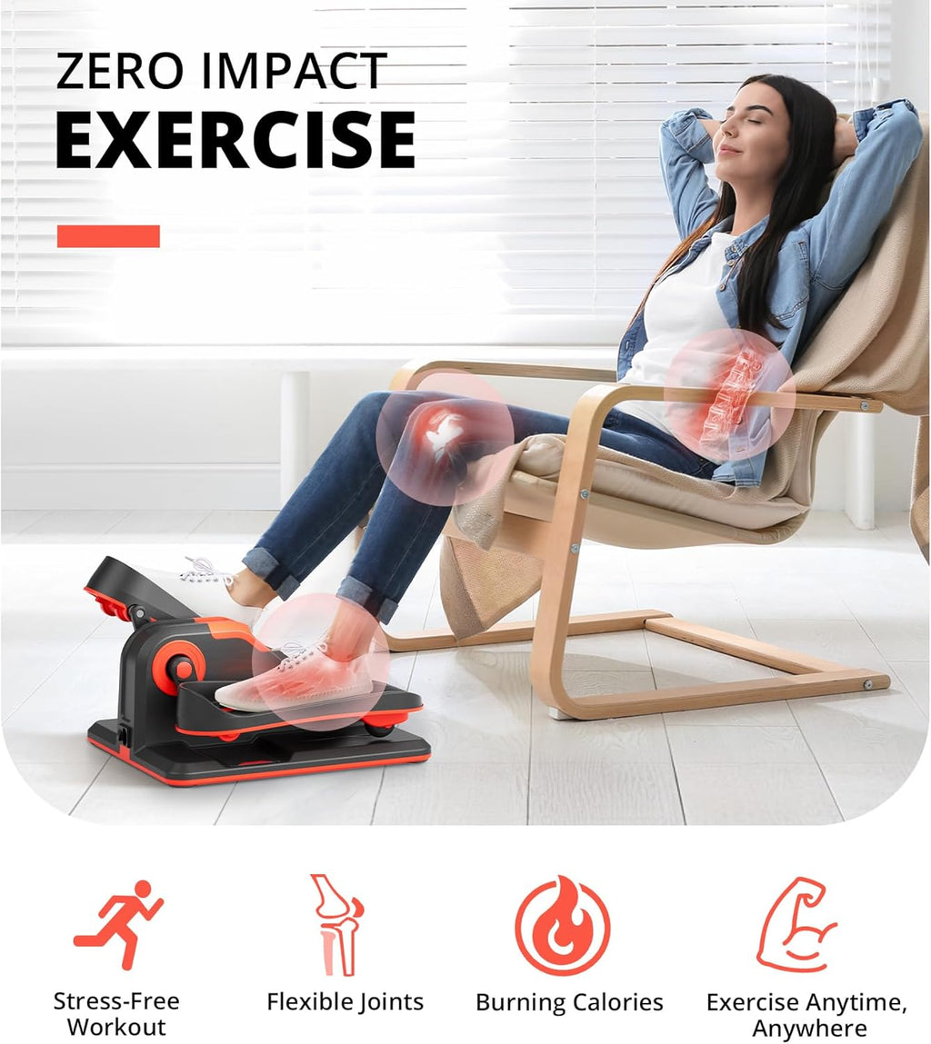 Under Desk Elliptical, Electric Leg Exerciser for Seniors, Portable with LCD Display and Remote Control M9436
