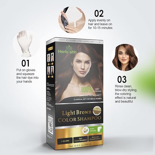 Hair Color Shampoo for Gray Hair, Dark Brown, Ammonia-Free P7986