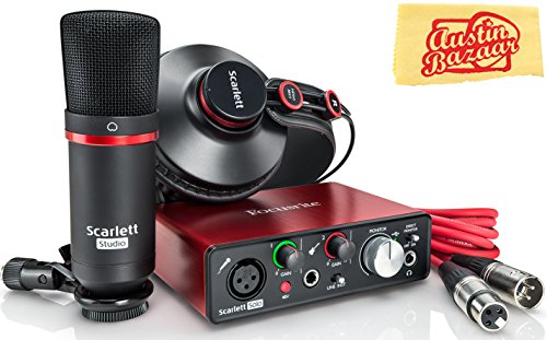 Focusrite Scarlett Solo 3rd Gen 2-in, 2-out USB Audio Interface Bundle with XLR Cable and Austin Bazaar Polishing Cloth