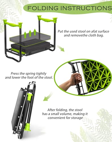 Garden Kneeler and Seat with Tool Bag, Protective Gardening Stool J211