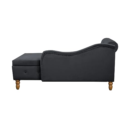 Velvet Lounge Chair with Storage and Pillow for Bedroom K57934
