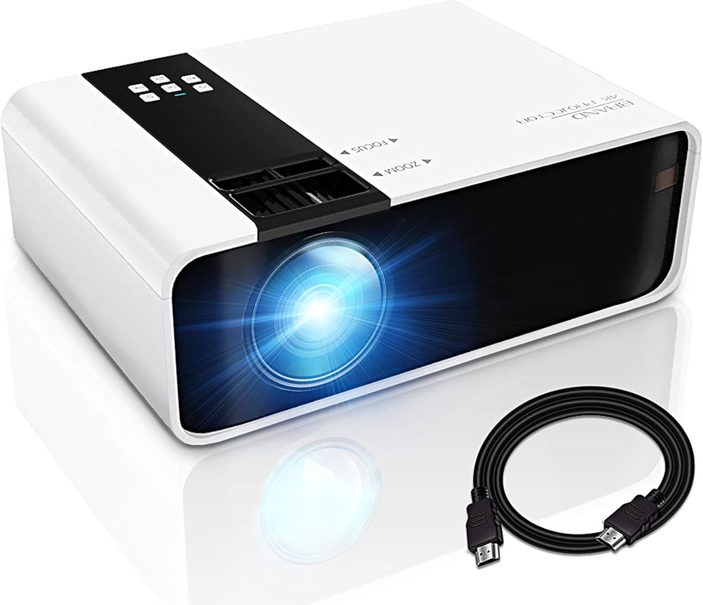 GRC Mini Projector, 1080P HD Supported Portable Movie Projector with 45000 Hrs LED Lamp Life, Compatible with TV Stick Video Game HDMI USB AV DVD for Multimedia Home Theater, Projector for outdoor