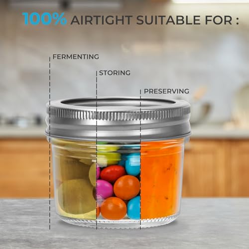 Wide Mouth Glass Mason Jars 12 Pack with Airtight Lids W48688
