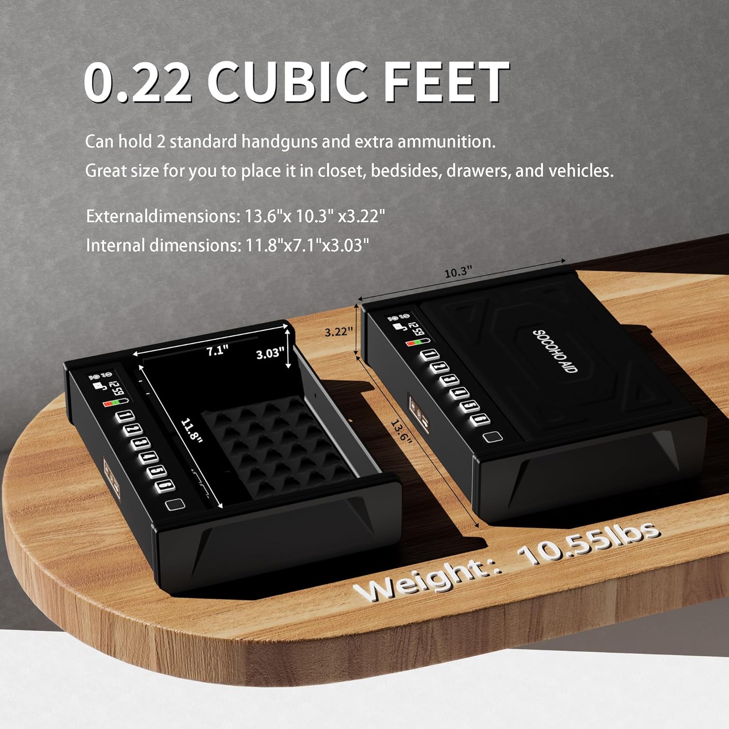 Biometric Fingerprint Gun Safe for Pistols, Quick Access Lock Box K2214