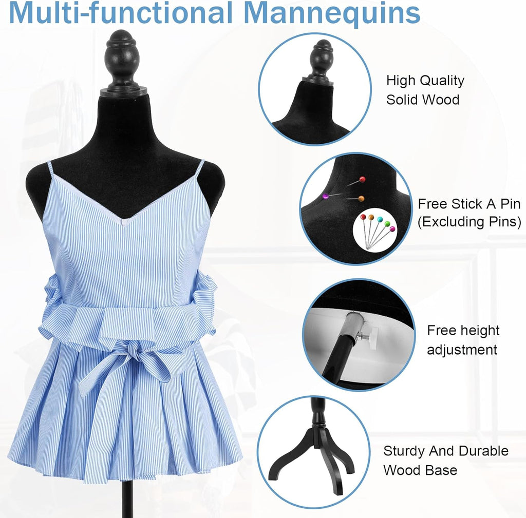 Adjustable Dress Form Mannequin with Tripod Stand for Display F8795