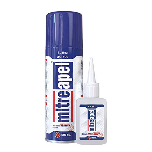 MITREAPEL CA Glue with Activator (3 x 0.80 oz - 3 x 3.30 fl oz.) - CA Glue for Woodworking - Cyanoacrylate Glue and Activator Spray - Crazy Glue, Super Glue for Crafts and DIY Projects - (3 Pk)
