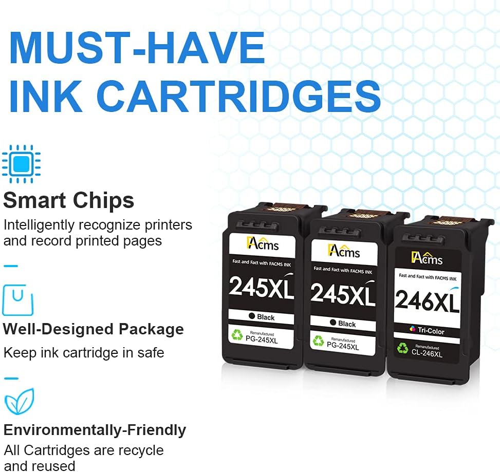 Remanufactured 245XL 246XL Ink Cartridge Combo Pack, 2 Black 1 Color K655