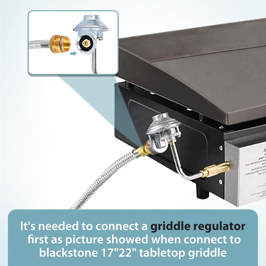 Propane Adapter with 5ft Braided Hose for Tabletop Grills and Portable Heaters K23043
