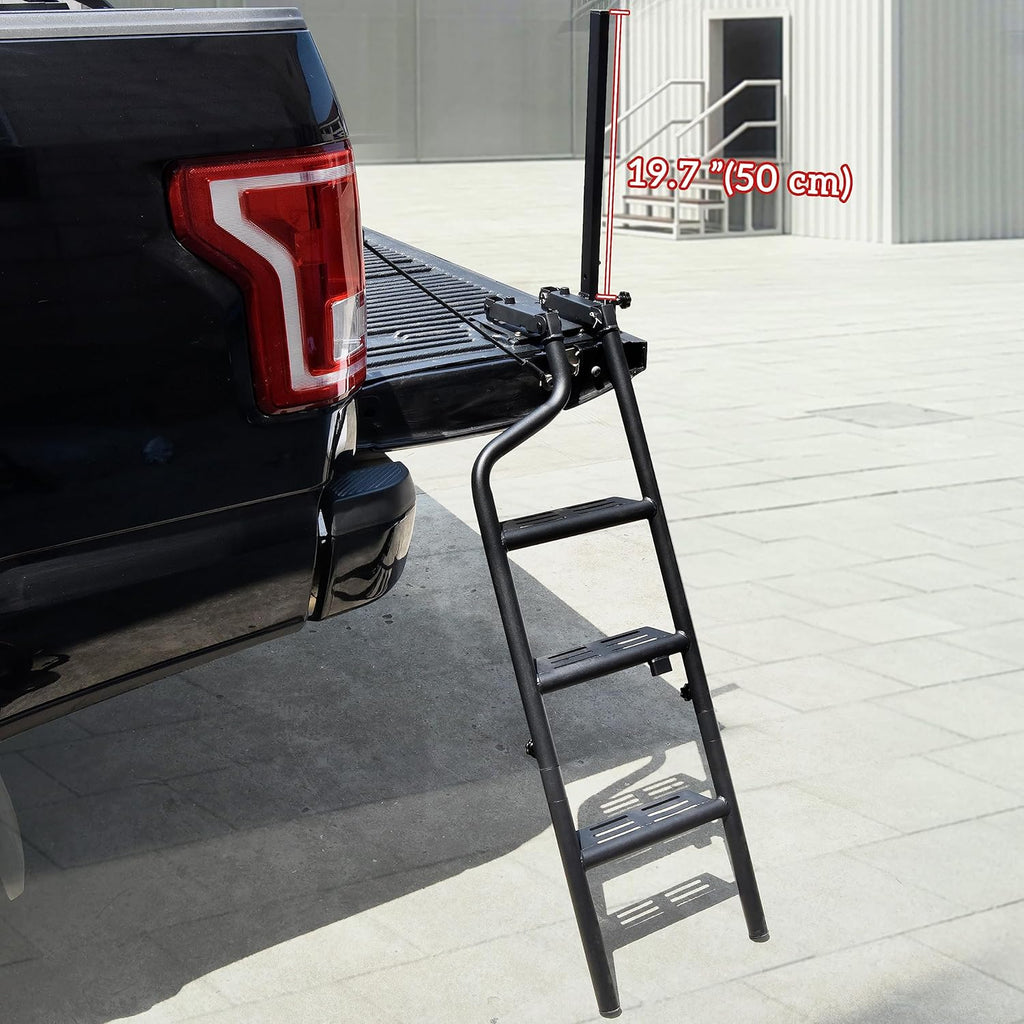 Foldable Pickup Truck Tailgate Ladder with Grab Handle, Heavy Duty Folding Step Ladder X190