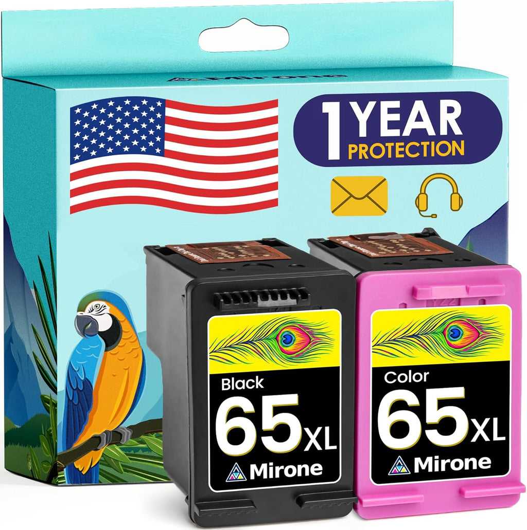 Mirone Remanufactured Ink Cartridges Replacement for HP Ink 65 65XL for HP 65 Ink Cartridges Black Color Combo Pack for HP Printers Deskjet 3755 3700 for HP65 XL Ink Cartridges 65xl Ink Cartridge 2pk