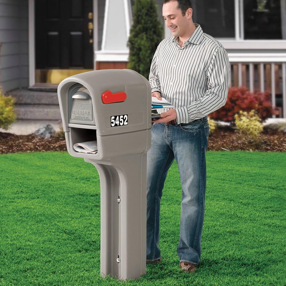 Mailbox, Easy to Install, Heavy-Duty, Weather Resistant, Stone Gray T7473