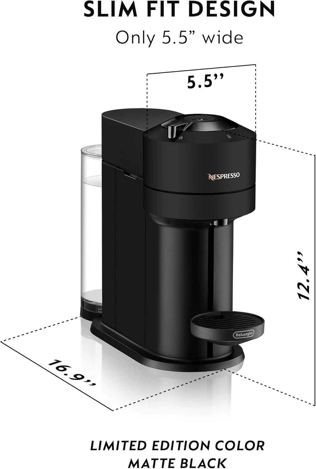 Coffee and Espresso Machine with Milk Frother, Matte Black T565797