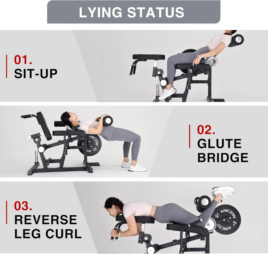 Leg Extension and Curl Machine with Adjustable Seat, Plate Loaded for Home Gym G3230