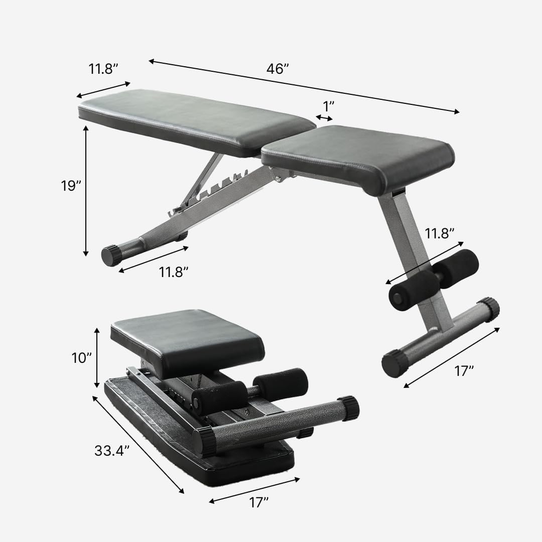 Adjustable Foldable Weight Bench for Strength Training and Full Body Workout U378