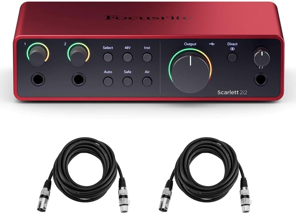 2x2 USB Audio Interface with 2 XLR Cables for PC and Mac E9970