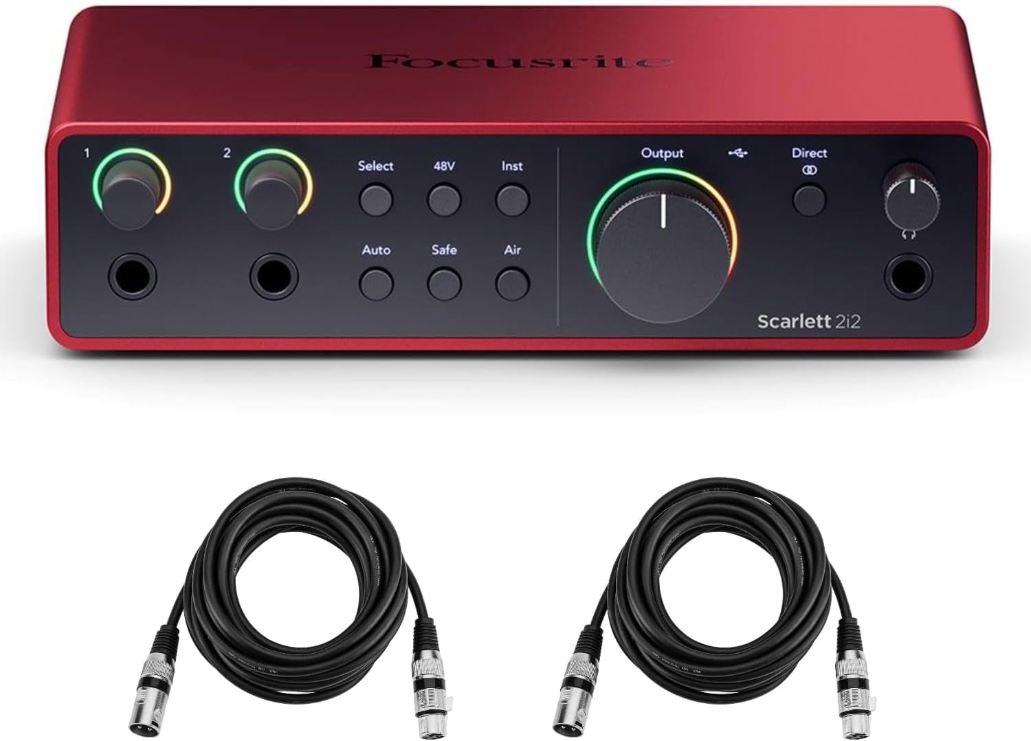2x2 USB Audio Interface with 2 XLR Cables for PC and Mac E9970