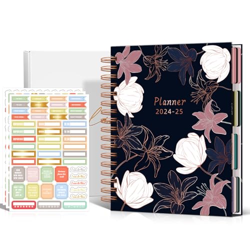 2024-2025 18 Month Weekly & Monthly Planner Spiral Bound Hard Cover Planner with Stickers & Gift Box, Jul 2024- Dec 2025 Large Daily Notebook