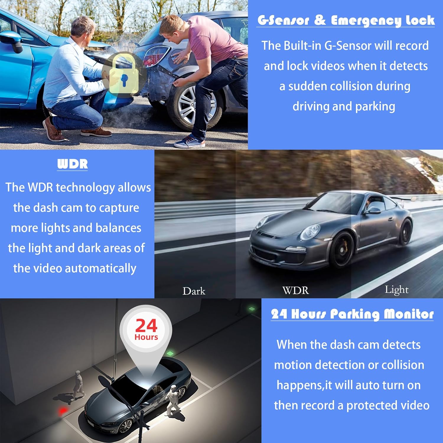 4K UHD Dash Cam with 3" IPS Screen, Night Vision, 170° Wide Angle C943