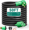 YITAHOME 50 Amp 50FT RV Extension Cord, NEMA 14-50P/14-50R, Heavy Duty RV Power Cord with UL/ETL Listed, 125/250V 10000W, Generator Cord w/Strap, Easy Plug in Handle, and 14-50P/S250R Adapter